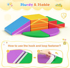 Lischwert Foam Climbing Blocks for Toddlers 1-3, 5pcs Foldable Soft Play Set with Crawling Exploration Toys - Indoor Infant Safe Blocks for Baby Gym & Toddler Playground