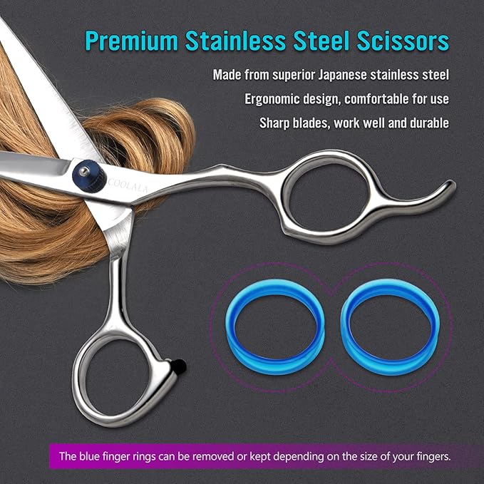 Stainless Steel Hair Cutting Scissors 6.5 Inch Hairdressing Razor Shears Professional Salon Barber Haircut Scissors, One Comb Included, Home Use for Man Woman Adults Kids Babies