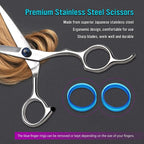 Stainless Steel Hair Cutting Scissors 6.5 Inch Hairdressing Razor Shears Professional Salon Barber Haircut Scissors, One Comb Included, Home Use for Man Woman Adults Kids Babies