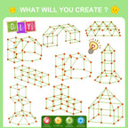 Fort Building Kit for Kids,STEM Construction Toys, Educational Gift for 3 4 5 6 7 8 9 10 11 12 Years Old Boys and Girls,Ultimate Creative Set for Indoor & Outdoors Activity,140 Pcs,Orange