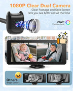 Dual Car Camera Baby Monitor with 6.9" Split Screen-1080P HD Carseat Camera for 2 kids with 360° Full Rotation-Night Vision, Auto-detail Enhancement, 2 Power Ways, Easy Install, for Twins & Siblings