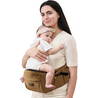 SUNVENO Baby Hip Carrier with Hip Seat, CPC-Certified, Ergonomic Infant Carrier for Newborns & Toddlers up to 45 lbs, Adjustable Waistband, Multiple Pockets, All-Season, Brown