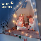 Teepee Tent for Kids-Portable Children Play Tent Indoor Outdoor (White with Mat)