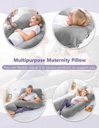 Meiz Pregnancy Pillow, U Shaped Pregnancy Body Pillow with Zipper Removable Cover (Gray- Velvet)