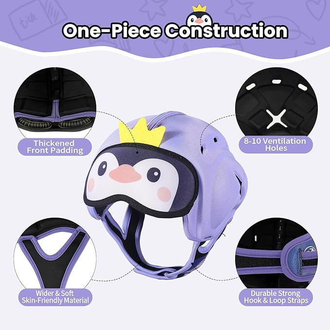 Mambobaby Baby Head Protector Safety Helmet Baby Helmet for Crawling Walking，Extra-Thick Deep Forehead Padding,Ultra-Lightweight, Breathable, Toddler Helmet 6-24 Months-Penguin