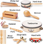 LOOIKOOS Toddler Musical Instruments, Eco Friendly Music Set for Kids Preschool Educational, Natural Wooden Percussion Instruments Musical Toys for Boys and Girls with Storage Bag