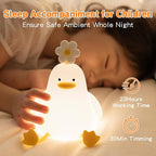 Cute Duck Night Light for Baby, Kids, Toddler, Ambient Nursery Nightlight, Soothing Lamp 3 Level Dimmable, Sleeping Accompanion for Bedroom Bedside, Rechargeable Battery, 30 Min Timer Off