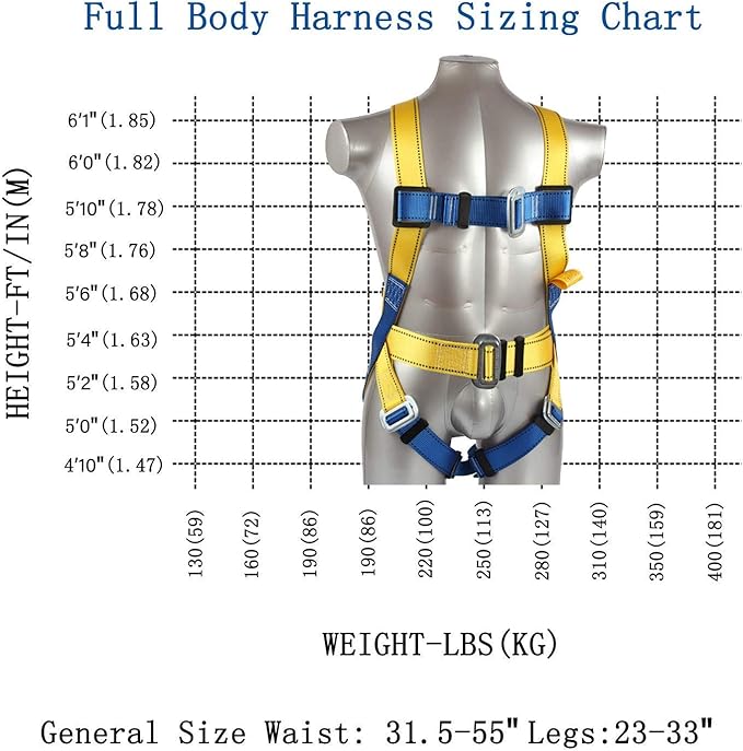 Fall Protection Safety Harness OSHA/ANSI Compliant,internal Shock Absorbing landyard&Hook