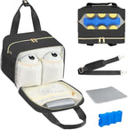 PIIOSER Breastmilk Cooler Bag with Ice Pack, Fits 6 Baby Bottles Up to 9 Ounce, Insulated Bottle Travel Bags with Shoulder Strap-Wearable Breast Pump Carrying Case for Nursing & Working Moms
