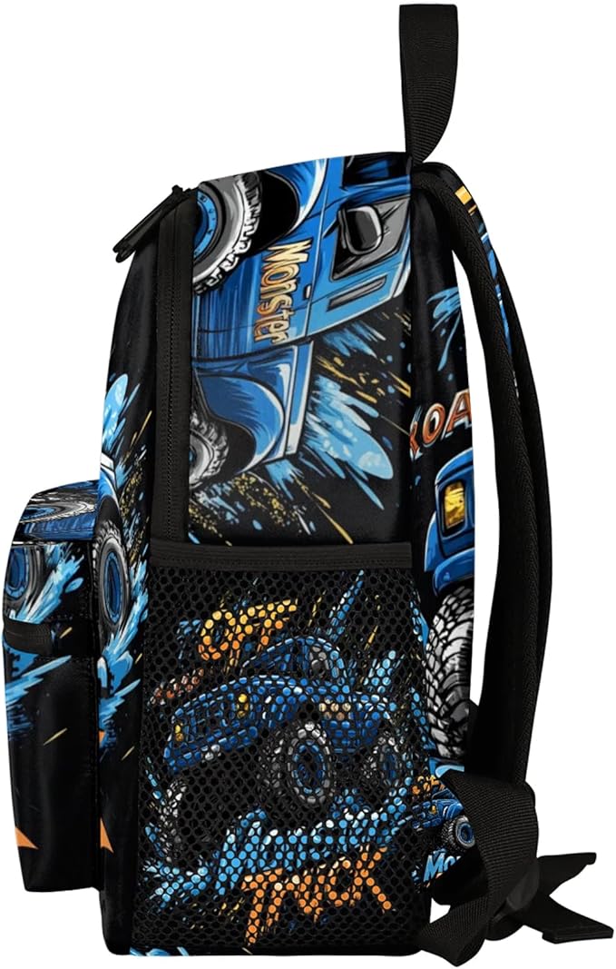 Toddler Backpack for Boys Girls - 12 Inch Monster Car Trucks Kids Backpack Preschool Kindergarten Backpack Lightweight Waterproof Schoolbag Book Bag for School