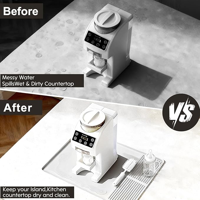 Bottle Maker Formula Machine Mat,With Draining Mat,Compatible with Baby Brezza Formula Dispenser Machine，Silicone Pad,Prevent Spills,Suitable for Formula Dispenser Machine