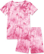 Jimonda Baby/Toddler Soft Sleepwear Short sleeve Kids Cool Pajama Outdoor 2-Piece Shirt&Shorts Casual sets Tie Dye PJ