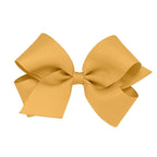 Wee Ones Girls' Plain Wrap Classic Grosgrain Hair Bows on a WeeStay No-Slip Hair Clip, Handmade, Medium, Old Gold