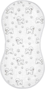 1 Pack Muslin Burp Cloths Cute Bichon Dog White Cotton Baby Burp Cloths Soft Burping Cloth Absorbent Spit Up Rags for Newborn Must Haves 22x11 Inch