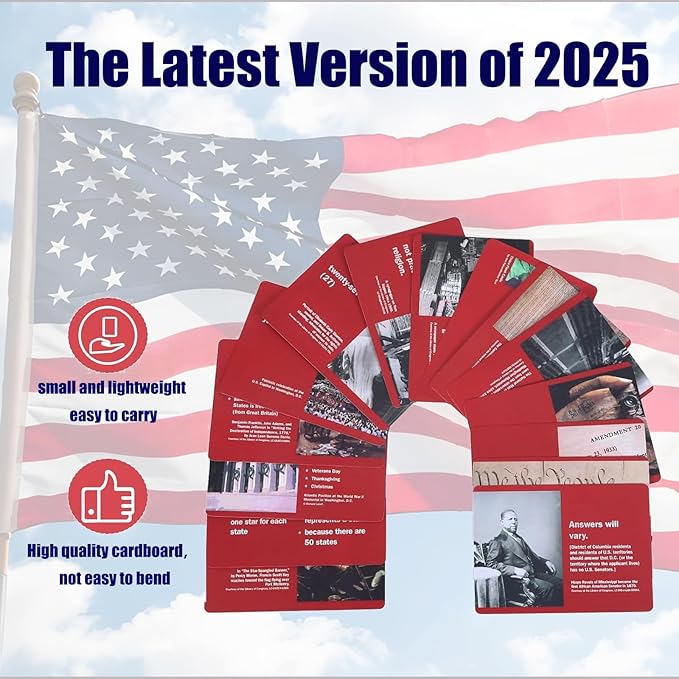 Us Citizenship Test Flash Cards 2025, Tarjetas para La Ciudadania De Las 100 Preguntas, Tarjetas De Ciudadania 2025 inglés y español, Naturalization Study Guide with 100 Questions & Answers