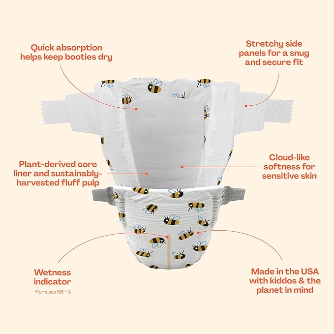 Hello Bello Premium Diapers Size 2 (10-16 lbs), Happy Camper Designs, 30ct Jumbo Pack