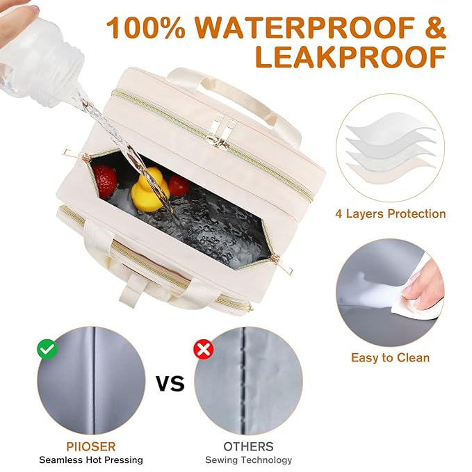 PIIOSER Insulated Baby Bottle Bag with Ice Pack, Breastmilk Cooler Compatible with Wearable Breast Pumps & Accessories - Breastfeeding On The Go for Nursing & Working Moms, Cream