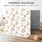 79 x 71 Baby Play Mats for Floor, Foldable Foam Play Mat for Babies 0-12 months,Thick & Waterproof Playmate for Baby, Non Toxic Baby Tummy Time Activity Playmat, Reversible Playpen Mat for Infant Toddlers