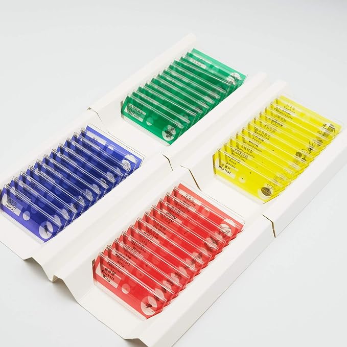 48pcs Prepared Plastic Microscope Slides Biological Specimen with 4 Boxes for Children Student Enlighten Education