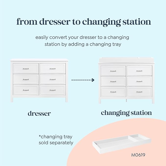 DaVinci Charlie 6-Drawer Double Dresser in White