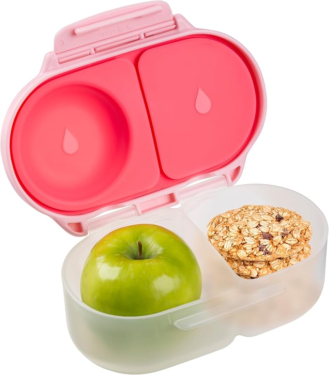 b.box Snack Box Reusable Snack Containers with Lids 2 compartments, Bento Box for kids and toddlers, Leakproof Lunch Box, BPA free and Dishwasher Safe Snack Container (Flamingo Fizz, 1 3/4 Cup)
