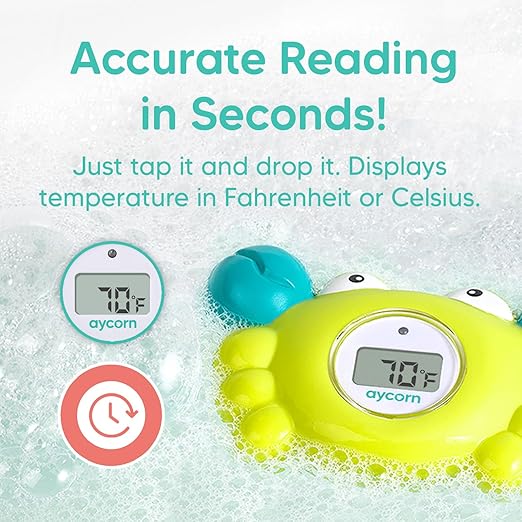Aycorn Digital Baby Bath & Room Thermometer - Fahrenheit with LED Display & Temperature Warning - Infant Baby Bath Toys Floating Toy Thermometer