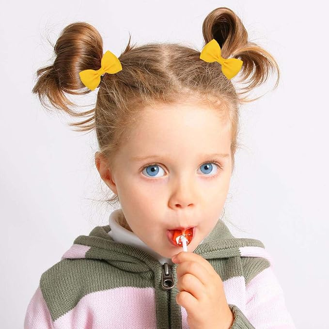 40pcs baby hair ties with Bows Elastic Ponytail Holders Small Hair Accessories for Kids Toddlers Infants. (Mixed color 1)