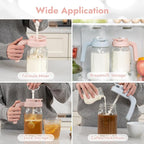 Papablic 32oz Wide Mouth Mason Jar Pour Spout Lid with Mixing Handle & Flip Locking Spout for Mixing Formula/Breastmilk/Protein Powder/Coffee, Pink