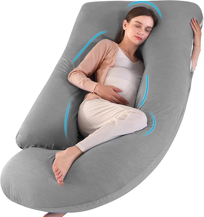 U-Shaped Pregnancy Pillow for Sleeping, Full Body Support for Back, HIPS & Belly -65 Inch Maternity Pillow with Machine Washable Cover | Maternity Essential