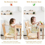 Toddler Booster Seat for Dining Table, Non-Slip Kitchen Chair Booster Seat with Backrest and Adjustable Straps, Portable PU Waterproof Travel Baby Booster Increasing Cushion