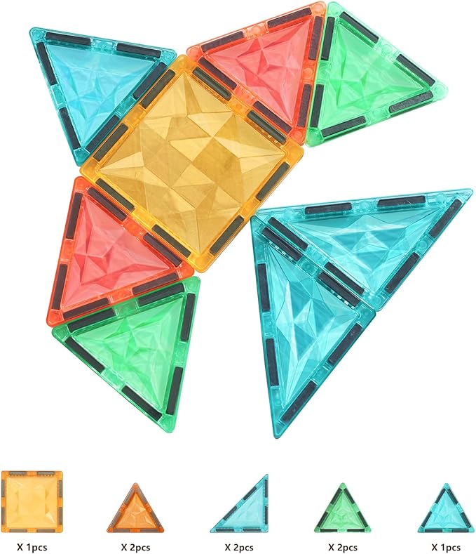 Magnetic Tiles,Magnet Building Blocks Construction Stacking Educational Toy Creative Playboard for Kids Ages 3+ (032 Pieces)