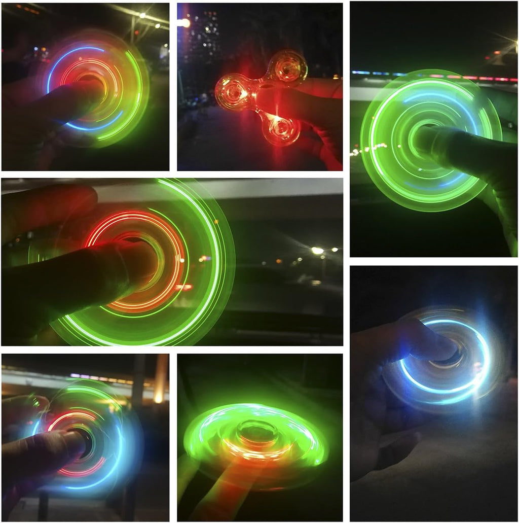 FIGROL 2 Pack Fidget Spinners｜LED Light Up Crystal Fidget Spinners for Children｜Glow in The dark Goodie Bag Stuffers Classroom Prizes Return Gifts