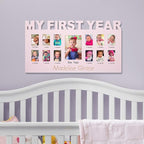 Let's Make Memories Personalized Baby's First 12 Months Photo Frame- New Parents- Newborn- Nursery - Pink