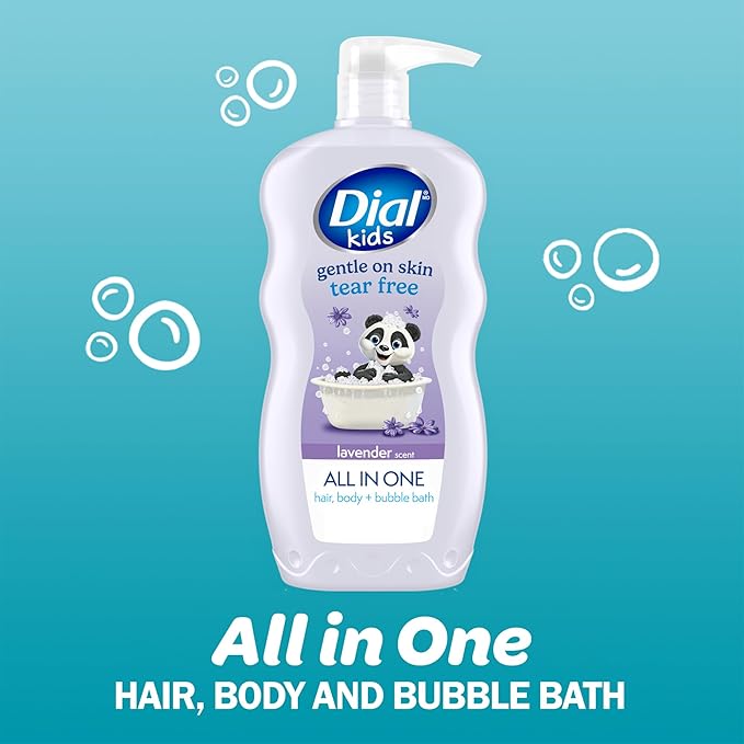 Dial Kids 3-in-1 Body+Hair+Bubble Bath, Lavender Scent, 24 fl oz (Pack of 4)