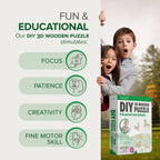 Hands Craft DIY 3D Wooden Puzzle – 6 Assorted Farm Animals Bundle Pack Set Brain Teaser Puzzles Educational STEM Toy Adults and Kids to Build Safe and Non-Toxic Easy Punch Out Premium Wood JP2B7