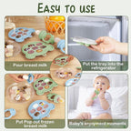 Baby Breastmilk Popsicle Molds & Baby Fruit Feeder (6 Pack), WAJIAYON Baby Food Freezer Tray Storage Containers, Silicone Teething Pacifier Feeder and Teether for Babies,Moss and Fawn Baby Feeder