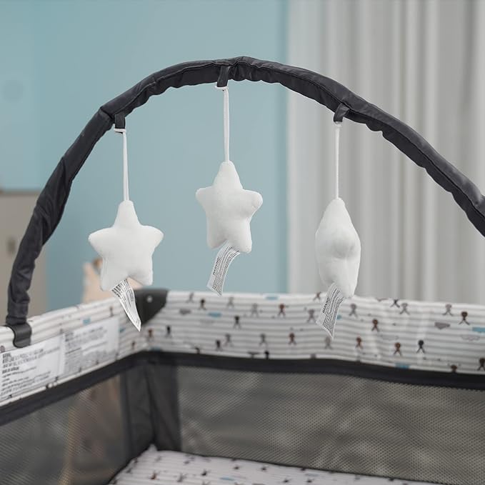 Pamo Babe Portable Playard,Sturdy Play Yard with Padded Mat and Toy bar with Soft Toys