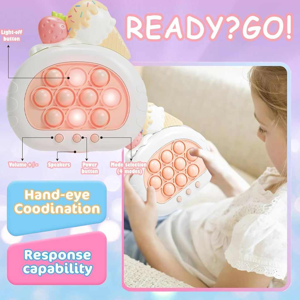 Stress Relief Toys, Decompression Breakthrough Puzzle Pop Button Gopher Handheld Game Machine, Novelty Fidget Toys Party Favor Gifts for Kids Adults (Ice Cream)