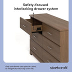 Stork Craft Brookside 6-Drawer Dresser (Hazelnut) – GREENGUARD Gold Certified, Wood Dresser for Bedroom, Kids & Nursery Storage Chest, Safety Interlocking Drawers, Pre-Installed Tracks, Kids Chest