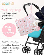 ALVABABY 3 Cloth Diaper Wet Dry Bags Waterproof Reusable with Two Zippered Pockets Travel Beach Pool Daycare Soiled Baby Items Yoga Gym Bag for Swimsuits or Wet Clothes Small Medium Large 3L-ZM26