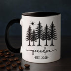 Grandpa EST 2026 Accent Coffee Mug, Personalized Grandpa Mug Gift For Soon To Be Grandfather Pawpaw, Customized Name Grandad White Cup 11 15 Oz, New Grandfather Pregnancy Announcement Ceramic Cup