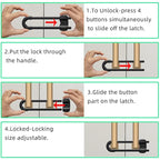 (10 pack black) 4 button Cabinet Locks, U-Shaped Proofing Drawers Safety Child Locks Adjustable, for Wardrobe,Kitchen,Bathroom,Drawer,Fridge,Cupboard Doors Knobs & Handles