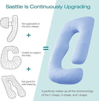 Sasttie Pregnancy Pillows for Sleeping, U Shaped Cooling Full Body Pillow with Removable Cover, Pregnant Women Must Haves, Maternity Essential, Light Blue