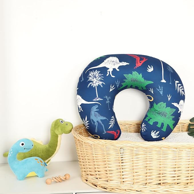 Hooyax Nursing Pillow Covers 2 Pack - Ultra Soft & Stretchable Breastfeeding Pillow Slipcovers, Adorable Cover for Infant Feeding Pillow, for Most Standard Pillows (Dinosaur)