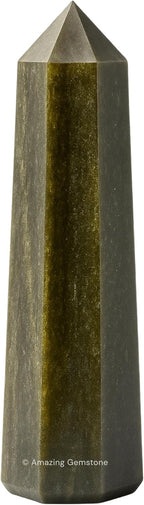 Amazing Gemstone Golden Sheen Obsidian Crystal Towers - Natural Healing Crystal Point Obelisk for Reiki Healing and Crystal Grid (2 Inch to 3 Inch)