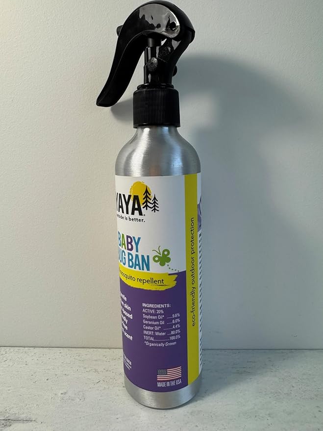 YAYA ORGANICS Baby Bug Ban – Natural, Proven Effective Mosquito Repellent for Babies, Kids and Sensitive Skin (8 Ounce Spray)