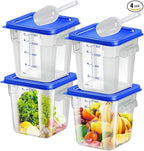 4 pcs 8qt Food Storage Containers with Lid, Square Clear Commercial Food Storage Containers with Handle and Scale for Food Storage in Home Kitchen & Dining (Blue)