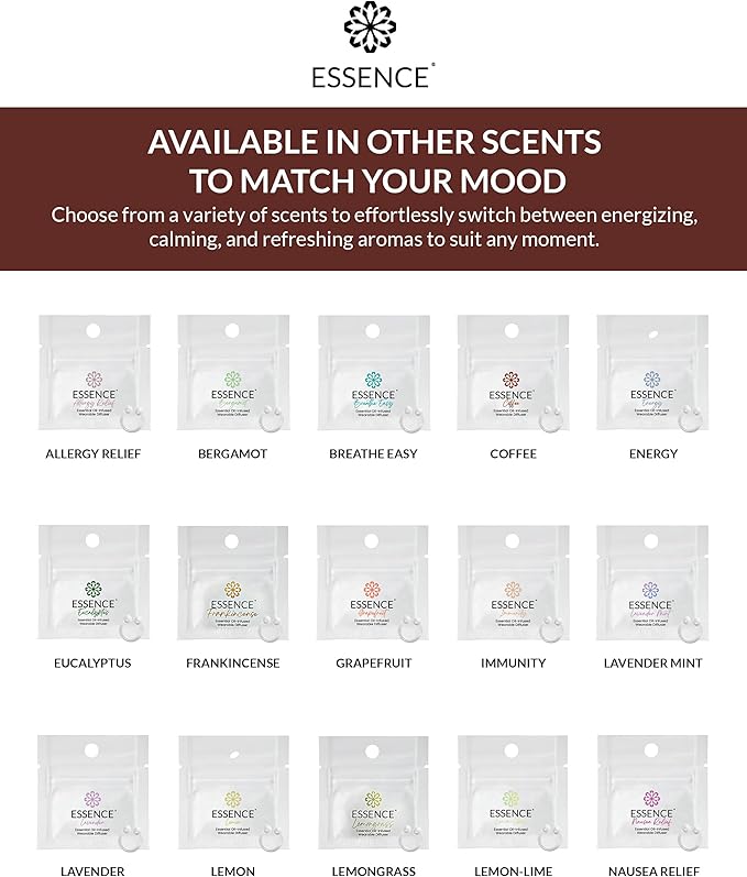 Essence Wearable Aromatherapy Nasal Diffuser – Coffee Essential Oil Nose Ring Silicone Inhaler for Stress & Mood Support - Made in USA & Travel-Friendly