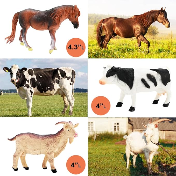 Kimicare 3 Pack Farm Toy Tractor with 40pcs Plastic Farm Animals Figurines and Fence Farm Playset, Farm Figures Farmer Vehicle Toy Truck with Trailer for 3-12 Years Old Kids Boys Girls Toddlers