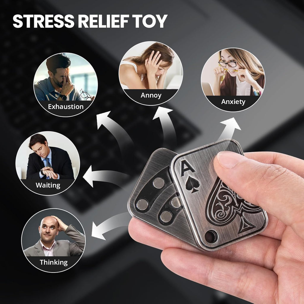 EDCFANS Fidget Sliders, Metal Fidget Toys Adults, Magnet Fidget Toys for Anxiety ADHD, EDC Fidgets Push Poker Card, Stress Relief Desk Toys for Office, Cool Gadgets Gifts for Teens Men
